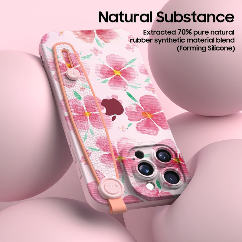 Pink Peach Blossom - iPhone Wrist Strap Case