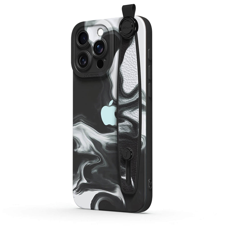 Black White - iPhone Wrist Strap Case