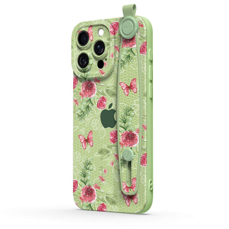 Butterfly Among Flowers - iPhone Wrist Strap Case