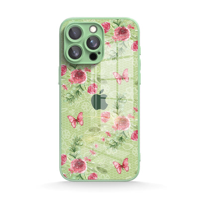 Butterfly Among Flowers - iPhone Glass Case