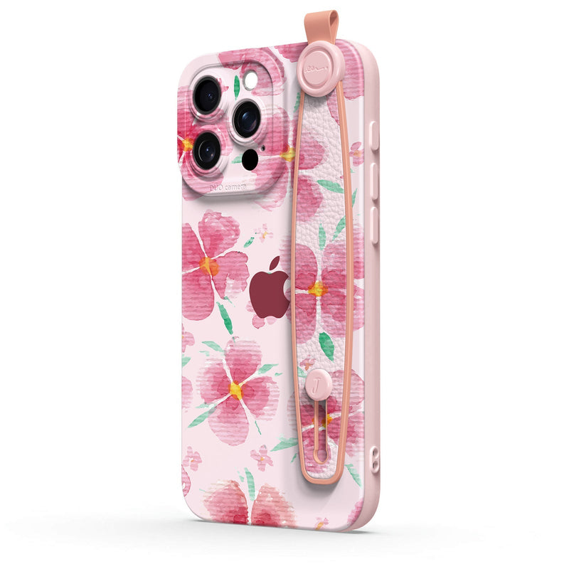 Pink Peach Blossom - iPhone Wrist Strap Case